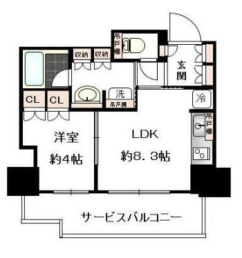 ザヨコハマフロントタワー(1LDK/19階)の間取り写真