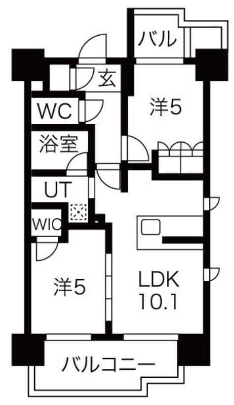SK RESIDENCES SHINSAIBASHI(2LDK/5階)の間取り写真