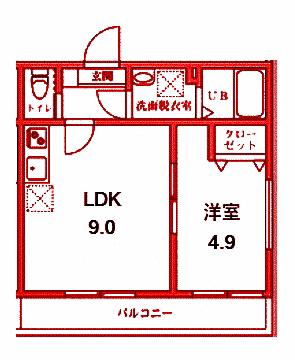 エレジオ横浜(1LDK/2階)の間取り写真