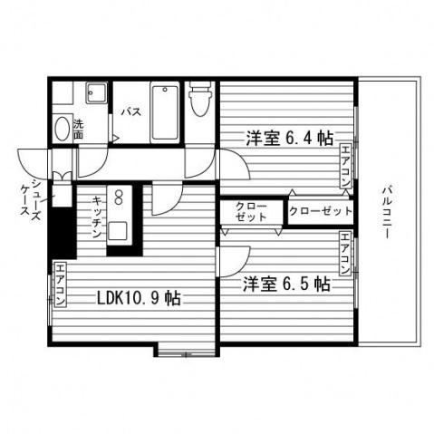 UNI ETERNA盛岡中央通(2LDK/9階)の間取り写真