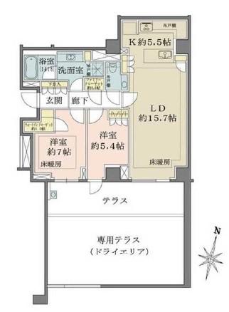 ザ・パークハウス千代田六番町(2LDK/1階)の間取り写真