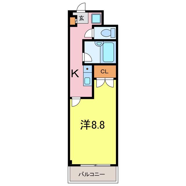 タイムD1(1K/2階)の間取り写真