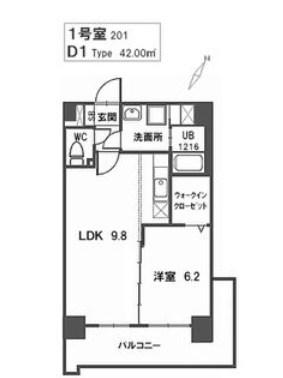 トラント・ドゥ博多(1LDK/2階)の間取り写真