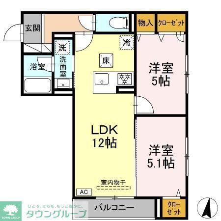 DBLESS川崎 イースト(2LDK/1階)の間取り写真