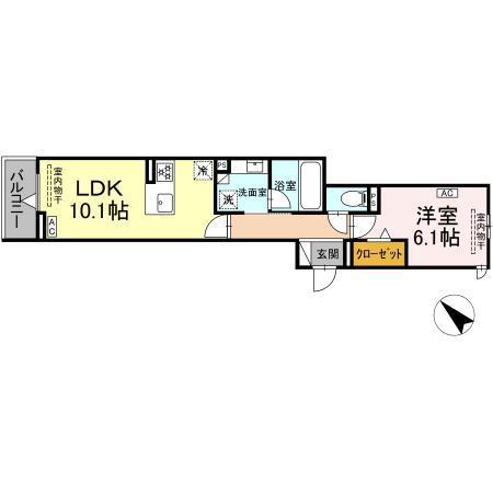D-AVANCE 柱六番町I(1LDK/2階)の間取り写真