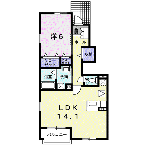 グレーシアA(1LDK/1階)の間取り写真