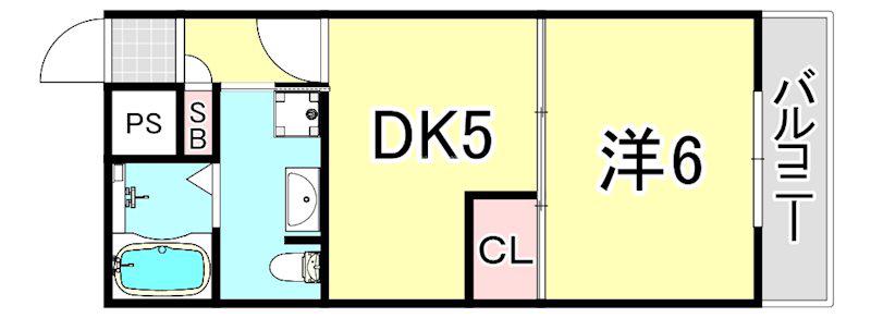 FUKUE BLD(1DK/5階)の間取り写真