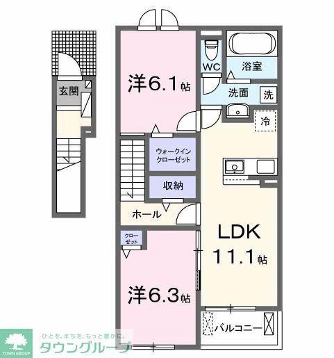 レスポワール B(2LDK/2階)の間取り写真