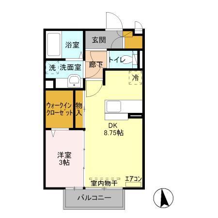 ダイアリー(1DK/2階)の間取り写真