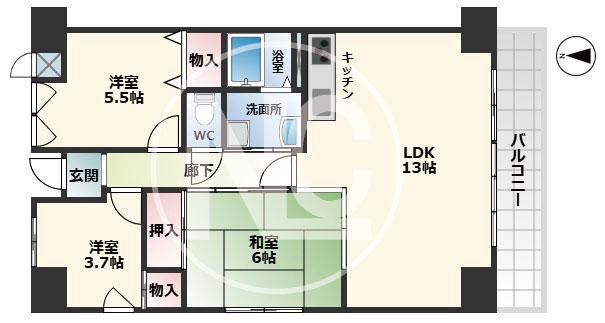 メディシオン鶴見(3LDK/4階)の間取り写真