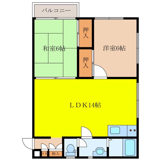 パルコ島(2LDK/2階)の間取り写真
