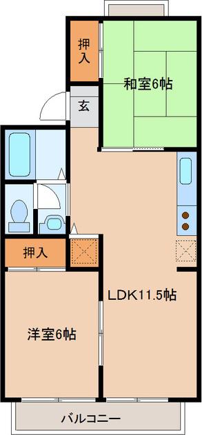 PARCROSETTE1(2LDK/2階)の間取り写真