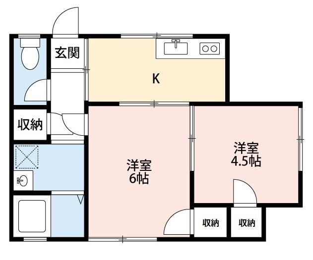 清水ヶ丘ハイツ(2K/1階)の間取り写真