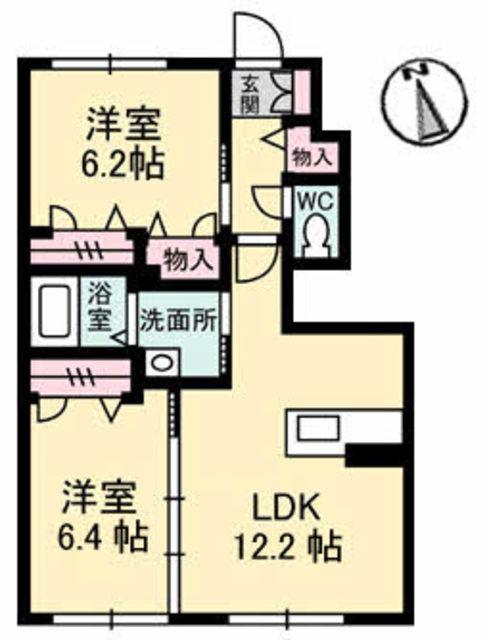 シャーメゾン万々I(2LDK/1階)の間取り写真