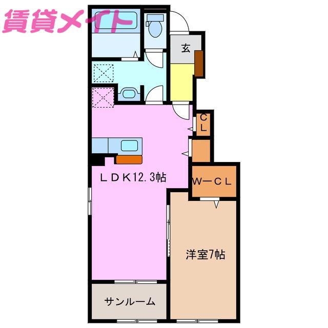 ディアレスト M(1LDK/1階)の間取り写真