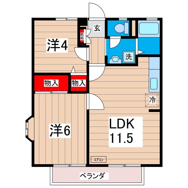 オークハイツ(2LDK/1階)の間取り写真