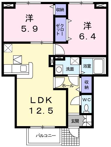 ピノ・モンテ(2LDK/1階)の間取り写真