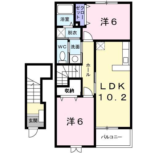 ガーデンプレイス大崎A(2LDK/2階)の間取り写真