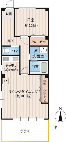 パークイースト駒沢(1LDK/1階)の間取り写真