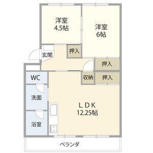 マンションニュー木曽川 D棟(2LDK/2階)の間取り写真