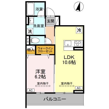 TORISIAS ゆいの杜6丁目 E棟(1LDK/3階)の間取り写真