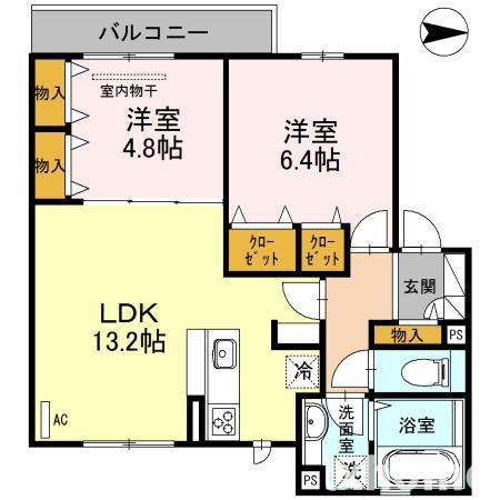 セジュール蔵(2LDK/1階)の間取り写真