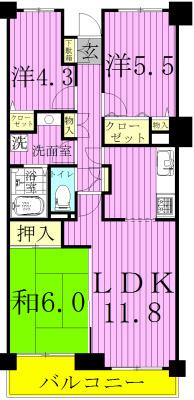 パークノヴァ北小金(3LDK/1階)の間取り写真
