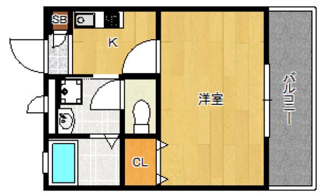 アムール・ROCOU(1K/1階)の間取り写真