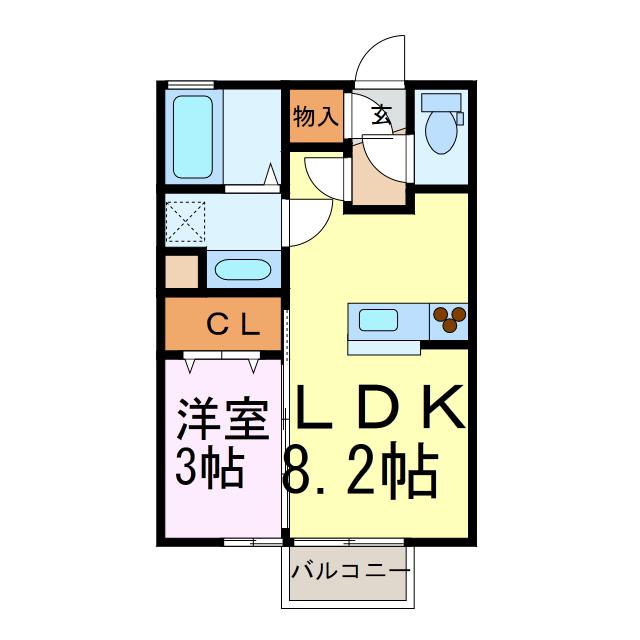 金谷ハイツVI(1LDK/2階)の間取り写真