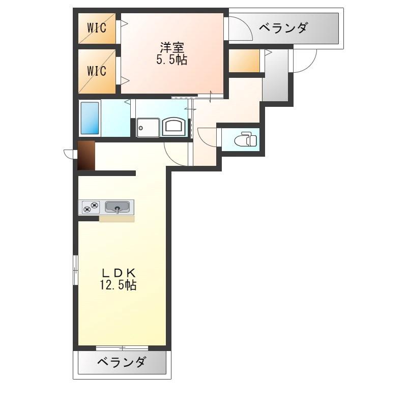 LA FLEUR(1LDK/2階)の間取り写真