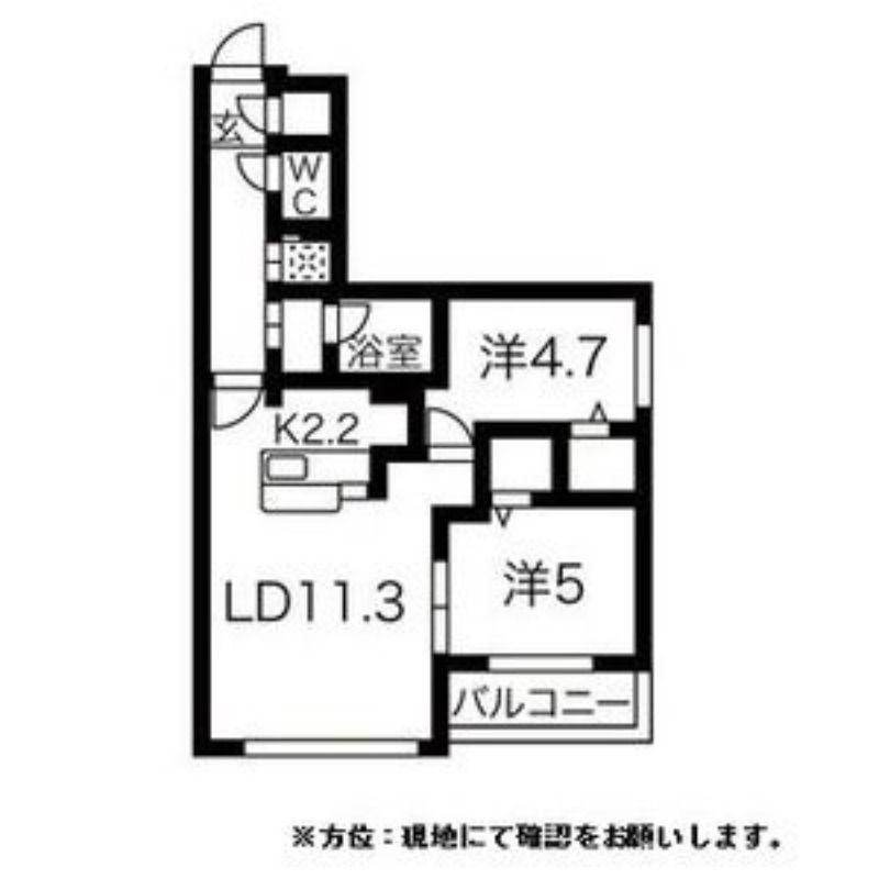 グランドサクセス南麻生(2LDK/3階)の間取り写真