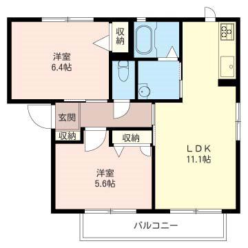 イルボーログランデ(2LDK/2階)の間取り写真