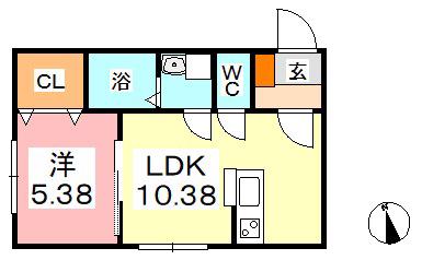 SARAH(1LDK/1階)の間取り写真