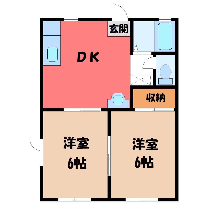 ヴィラリエゾンC(2DK/1階)の間取り写真