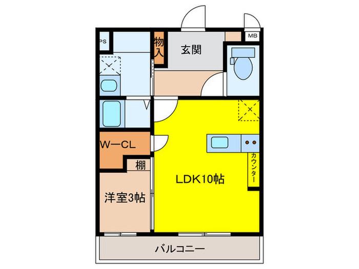 エフパルク大橋II(1LDK/2階)の間取り写真