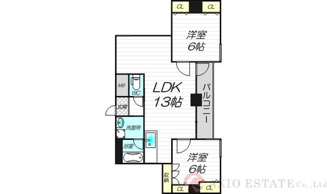 センチュリー十三(2LDK/6階)の間取り写真