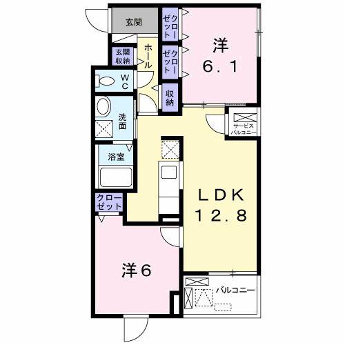 ベリーブロッサム(2LDK/3階)の間取り写真