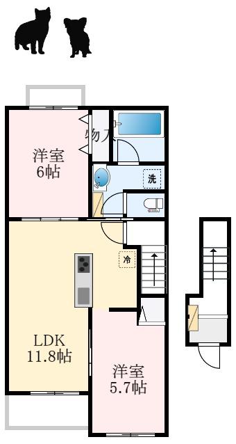 エルデ サウス(2LDK/2階)の間取り写真