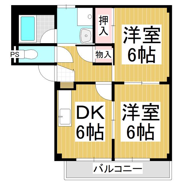 コーポシャルマン(2DK/1階)の間取り写真
