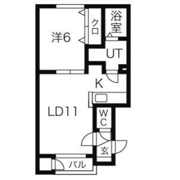 ハイネス前田213(1LDK/1階)の間取り写真