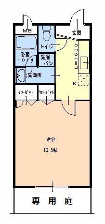 Mグラナート(1K/1階)の間取り写真