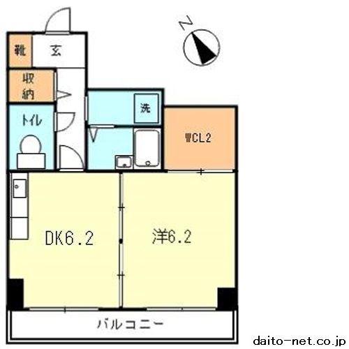 KOURT K1(1SDK/9階)の間取り写真