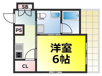 ヒルトップハイム桜川(1K/5階)の間取り写真
