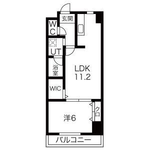 エスポワール中西(1LDK/4階)の間取り写真