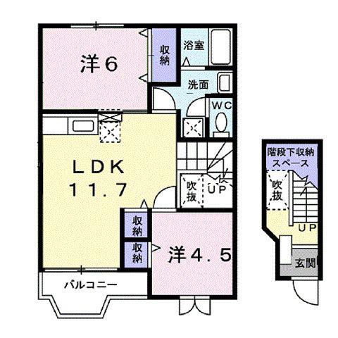 リーヴァ・カーサ ONE(2LDK/2階)の間取り写真