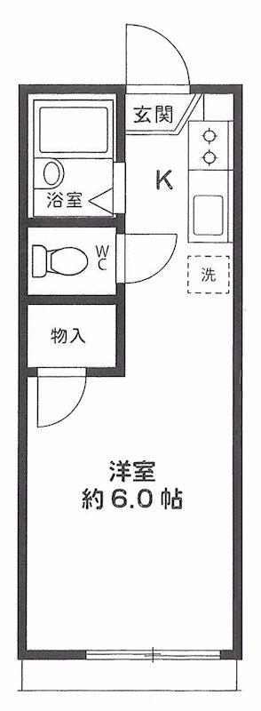 ジュネス輝(ワンルーム/2階)の間取り写真