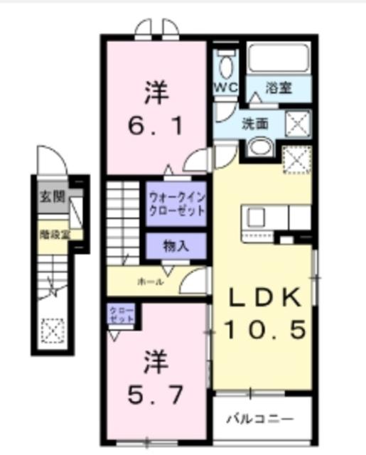 プラシード(2LDK/2階)の間取り写真