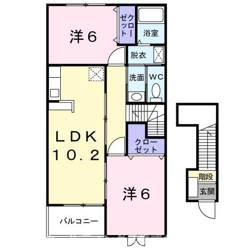 サンライズ(2LDK/2階)の間取り写真