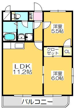 マリベールSAKATA(2LDK/3階)の間取り写真
