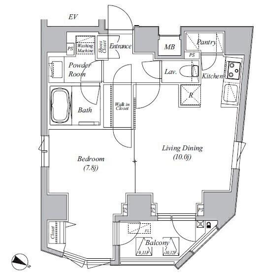 CASA SPLENDIDO LA PLUS 元赤坂(1LDK/9階)の間取り写真
